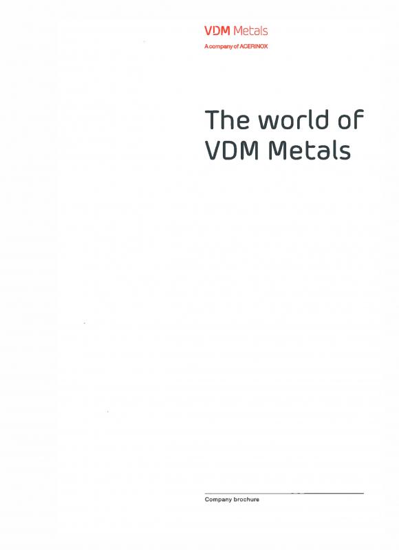 Broschüre "The world of VDM Metals" 